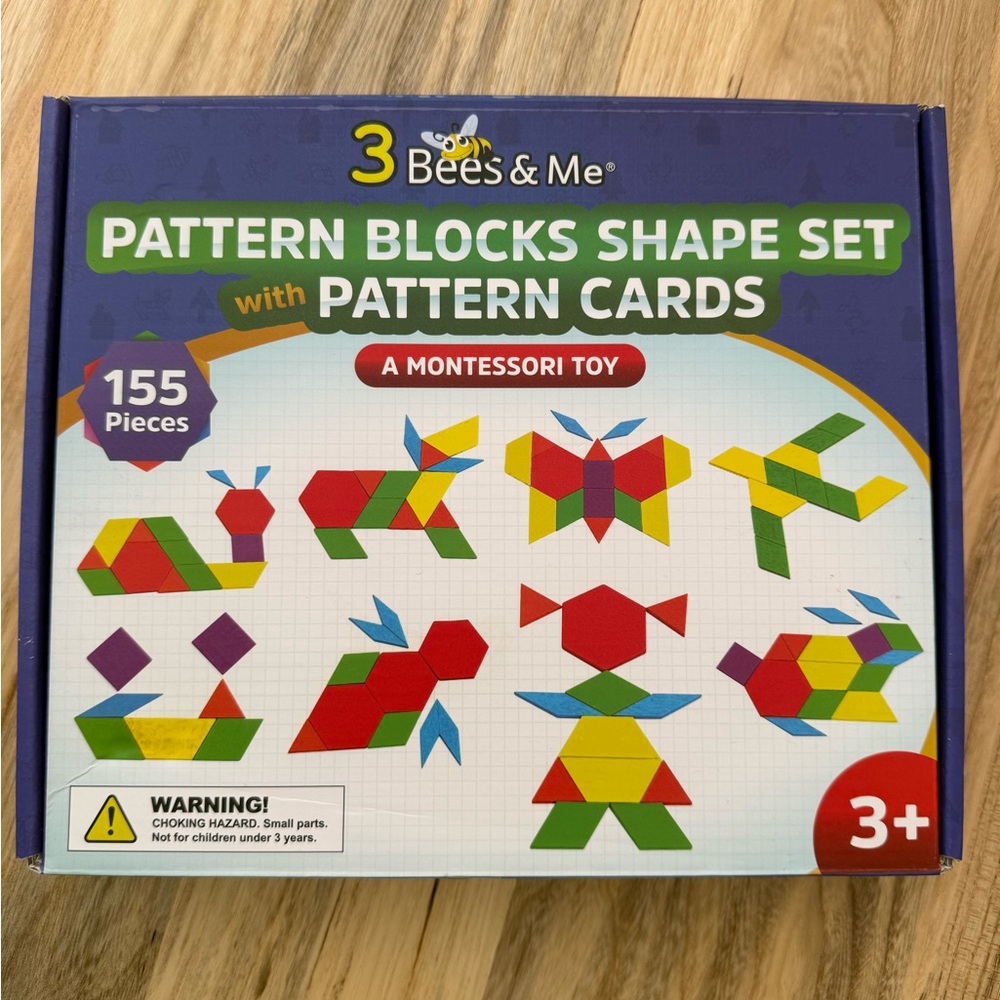 Pattern Blocks Shape Set with Cards - Montessori toy